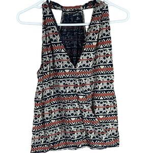 Lucky Brand Racerback Tribal Surplice Neck Tank Top Size Medium